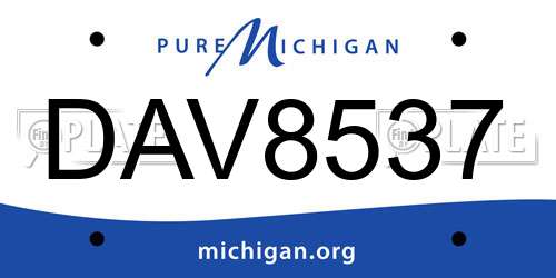 DAV8537 Michigan License Plate