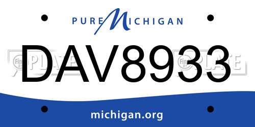 DAV8933 Michigan License Plate