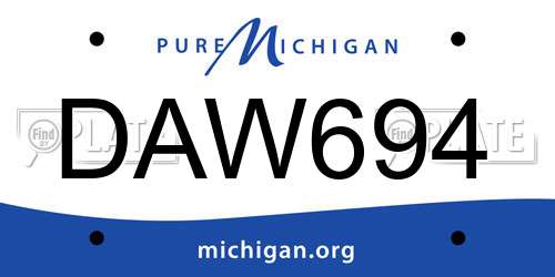 DAW694 Michigan License Plate