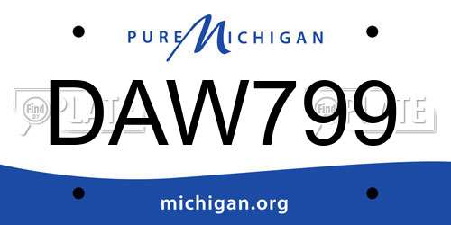 DAW799 Michigan License Plate