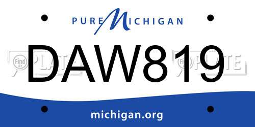 DAW819 Michigan License Plate