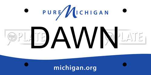 DAWN Michigan License Plate