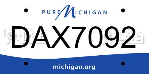 DAX7092 Michigan License Plate