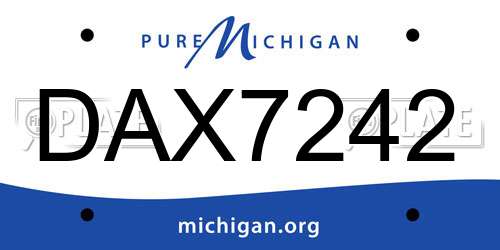 DAX7242 Michigan License Plate