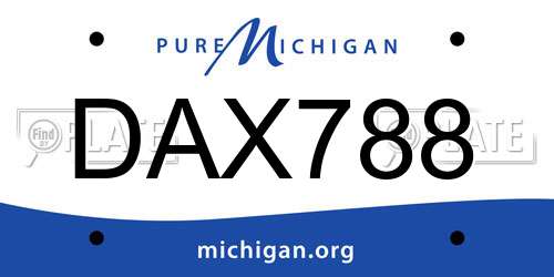 DAX788 Michigan License Plate