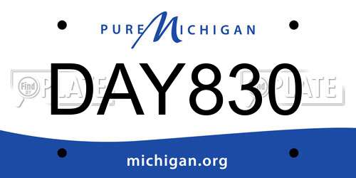 DAY830 Michigan License Plate