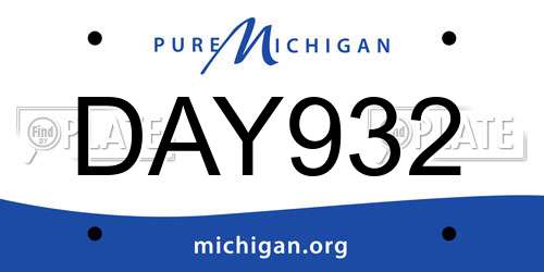 DAY932 Michigan License Plate