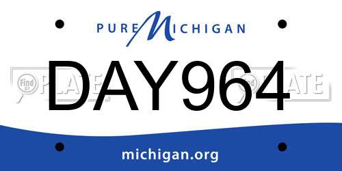 DAY964 Michigan License Plate