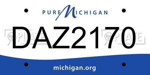 DAZ2170 Michigan License Plate