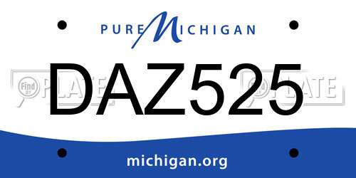 DAZ525 Michigan License Plate