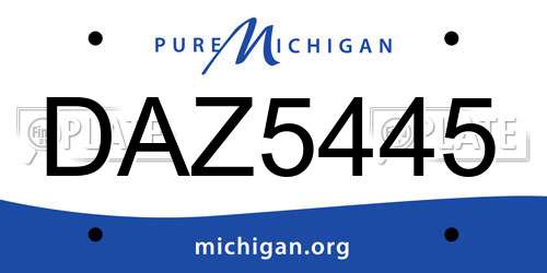 DAZ5445 Michigan License Plate