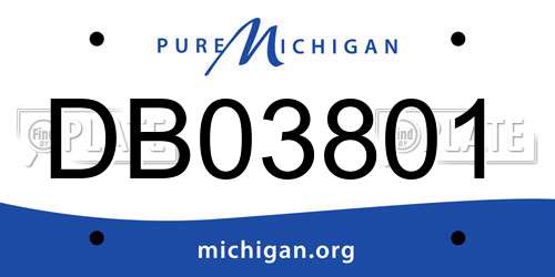 DB03801 Michigan License Plate