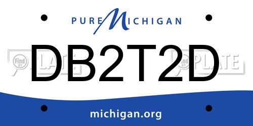 DB2T2D Michigan License Plate
