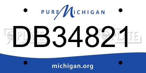 DB34821 Michigan License Plate
