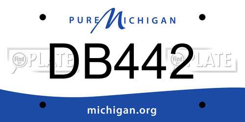 DB442 Michigan License Plate