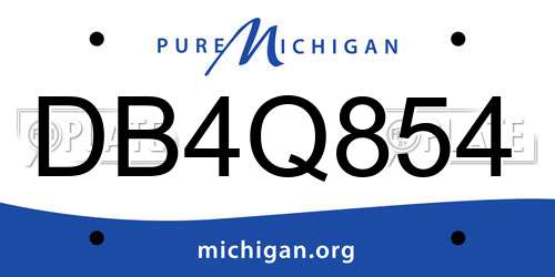 DB4Q854 Michigan License Plate