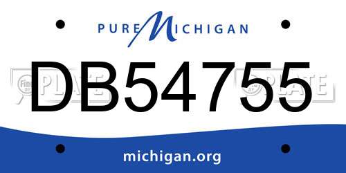 DB54755 Michigan License Plate