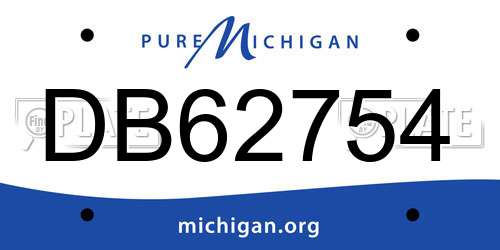 DB62754 Michigan License Plate