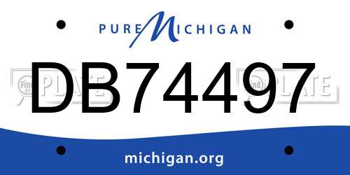 DB74497 Michigan License Plate