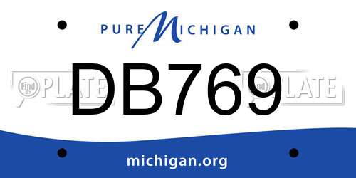 DB769 Michigan License Plate