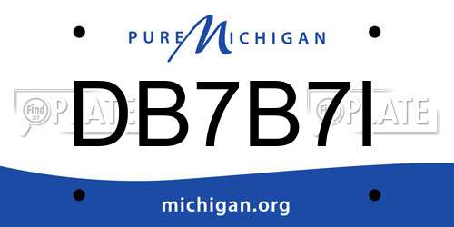 DB7B7I Michigan License Plate