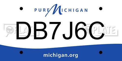 DB7J6C Michigan License Plate