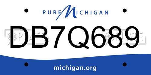 DB7Q689 Michigan License Plate