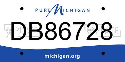 DB86728 Michigan License Plate