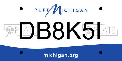 DB8K5I Michigan License Plate