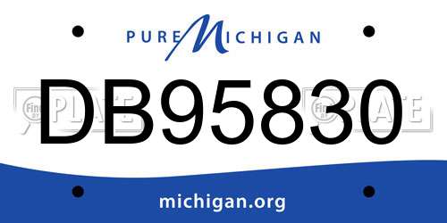 DB95830 Michigan License Plate