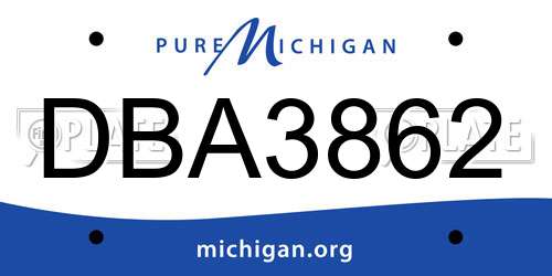DBA3862 Michigan License Plate