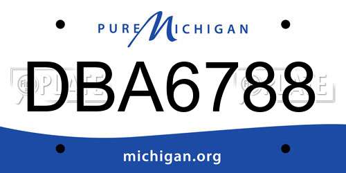 DBA6788 Michigan License Plate