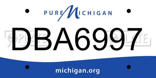 DBA6997 Michigan License Plate