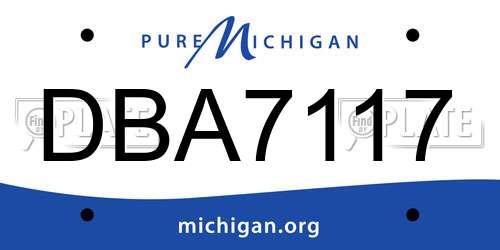 DBA7117 Michigan License Plate