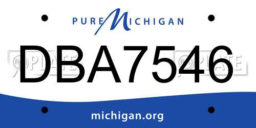 DBA7546 Michigan License Plate