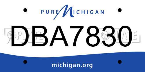 DBA7830 Michigan License Plate
