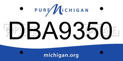 DBA9350 Michigan License Plate