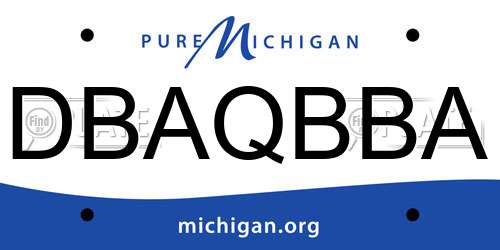 DBAQBBA Michigan License Plate