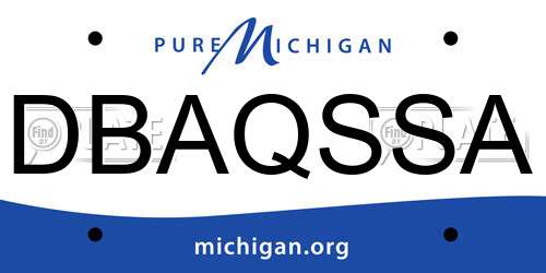 DBAQSSA Michigan License Plate