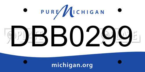 DBB0299 Michigan License Plate