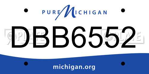 DBB6552 Michigan License Plate