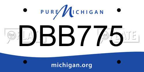 DBB775 Michigan License Plate