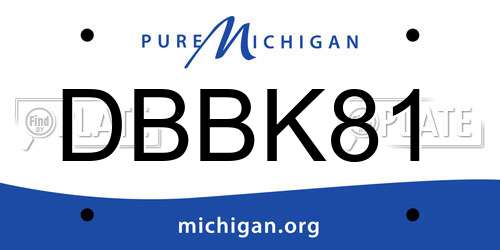 DBBK81 Michigan License Plate