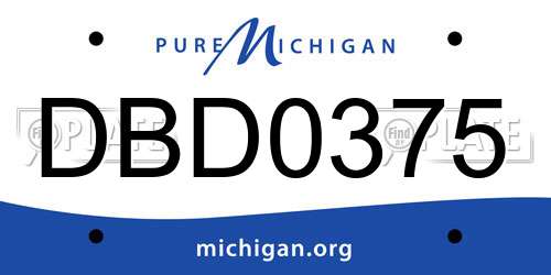 DBD0375 Michigan License Plate
