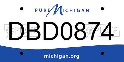DBD0874 Michigan License Plate
