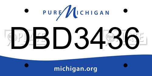 DBD3436 Michigan License Plate