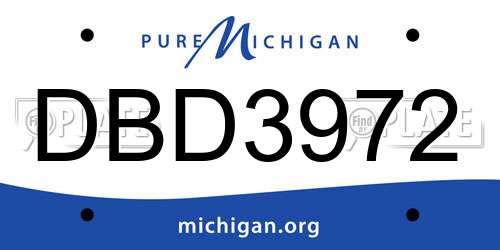 DBD3972 Michigan License Plate