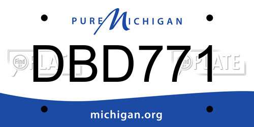 DBD771 Michigan License Plate