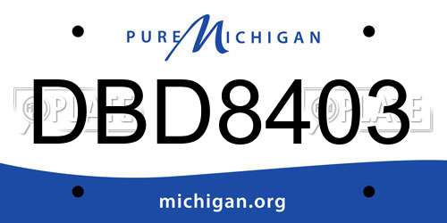DBD8403 Michigan License Plate
