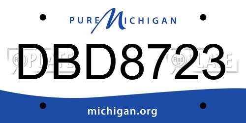 DBD8723 Michigan License Plate
